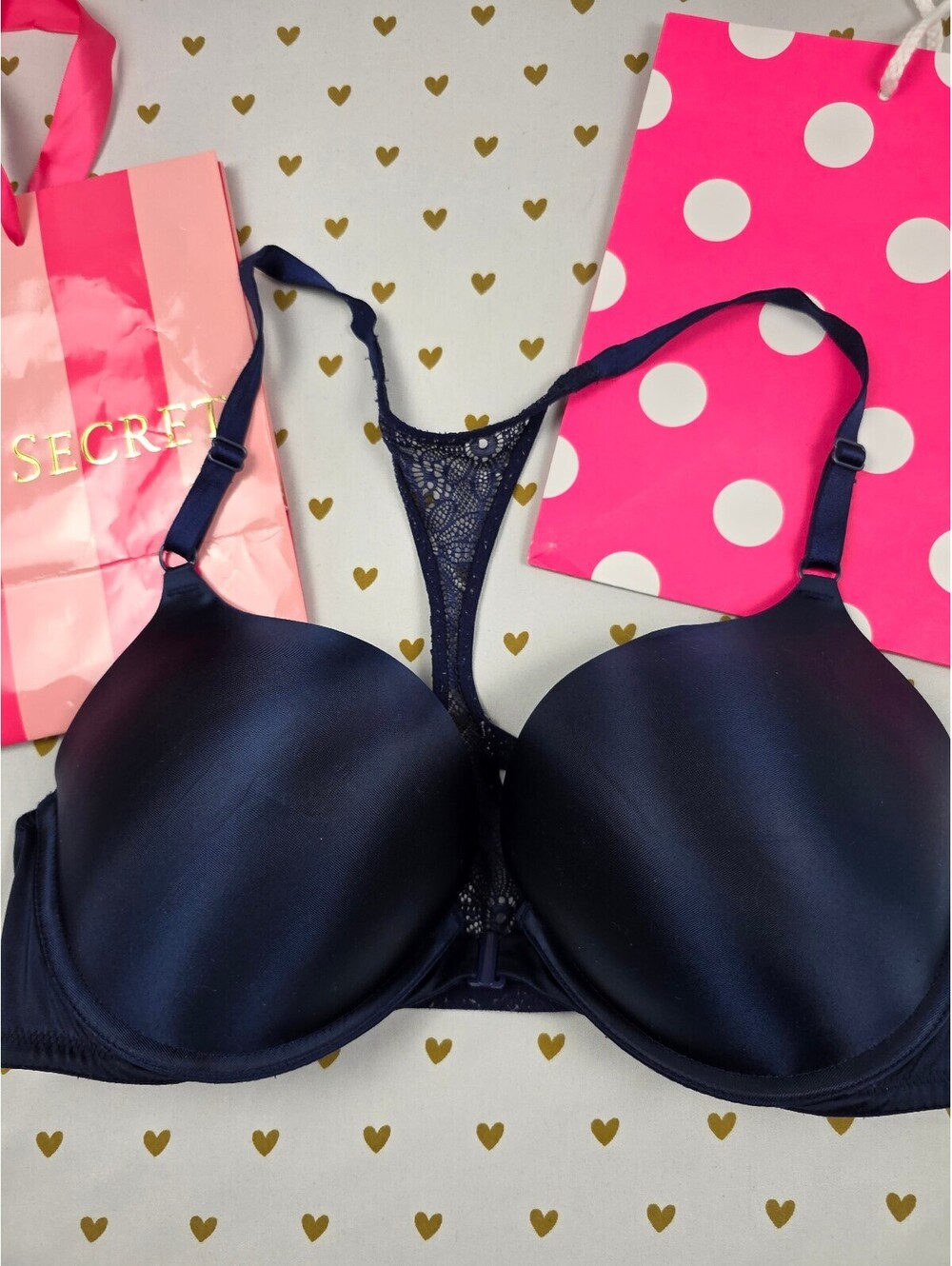 Victorias Secret Blue Front close racerback Bombshell + 2 sizes Push Up Bra 36C